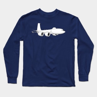 E-6 Mercury TACAMO Military Jet Aircraft Cartoon Illustration Long Sleeve T-Shirt